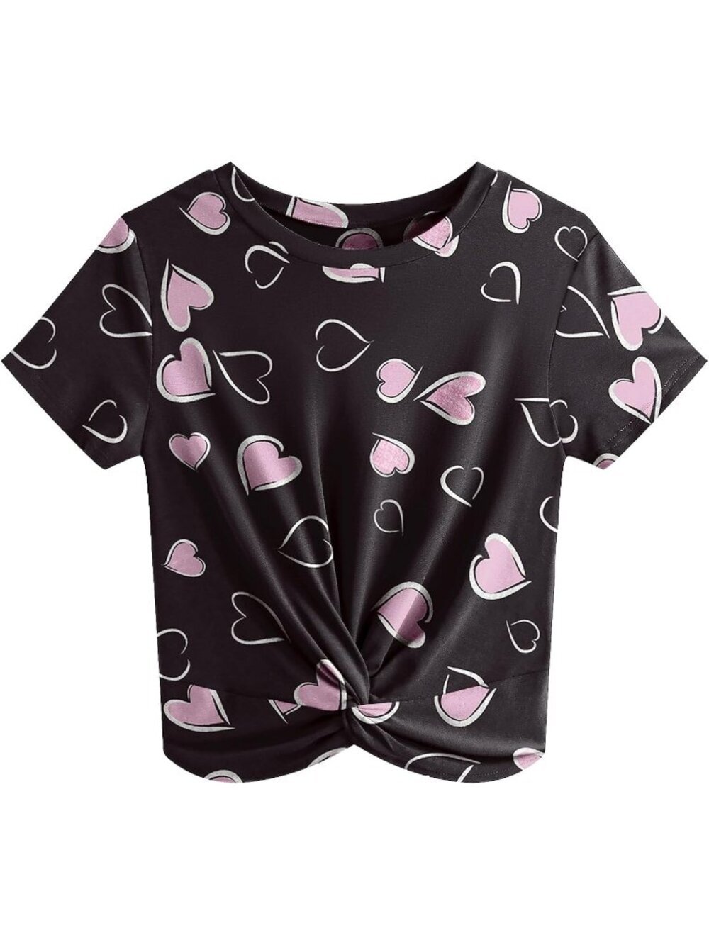 Women's T Shirt Black Summer Causal Short Sleeves Blouse Round Neck Crop Tops